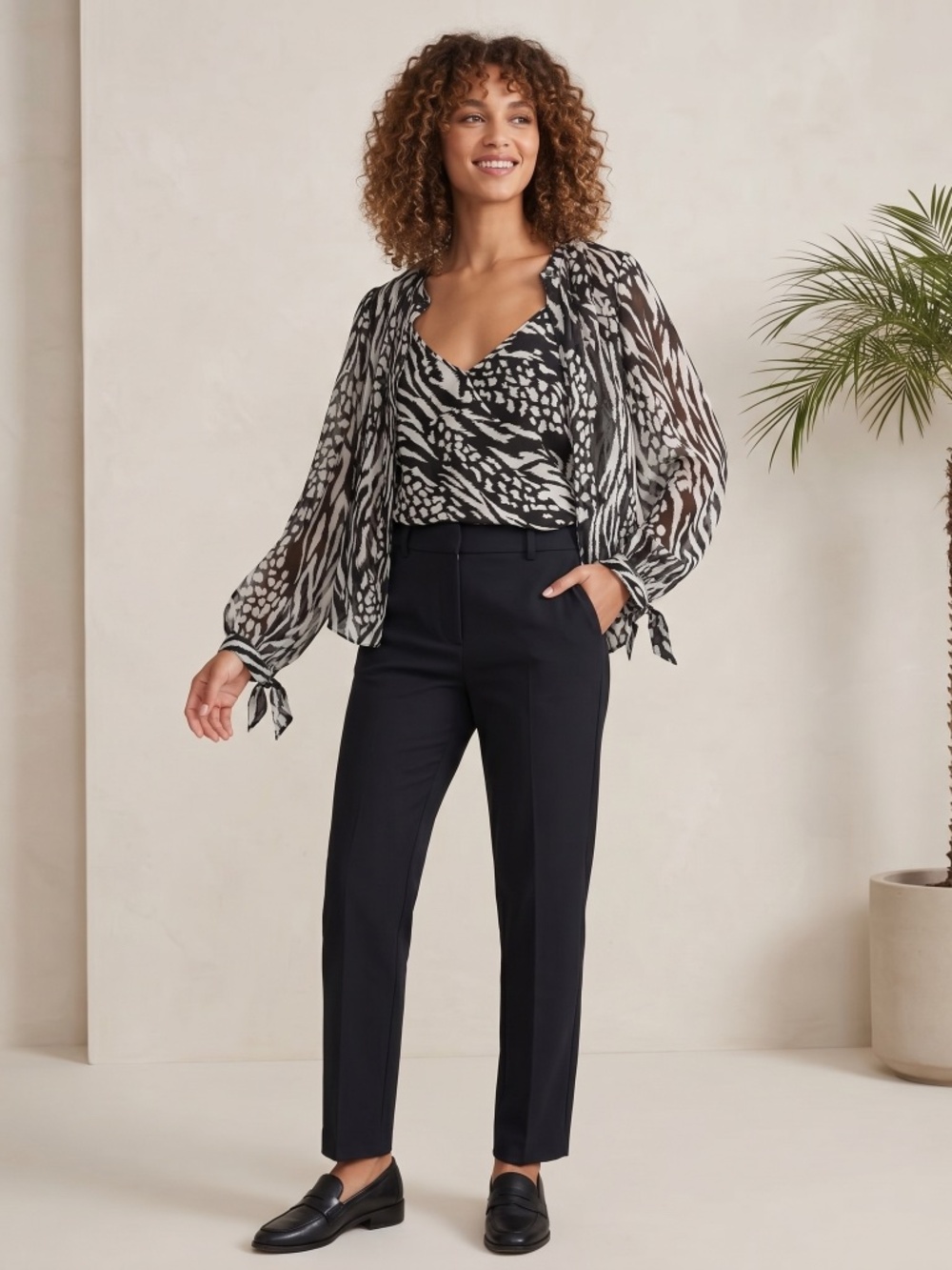 Veronica Beard Black and White Zebra Blouse size 4